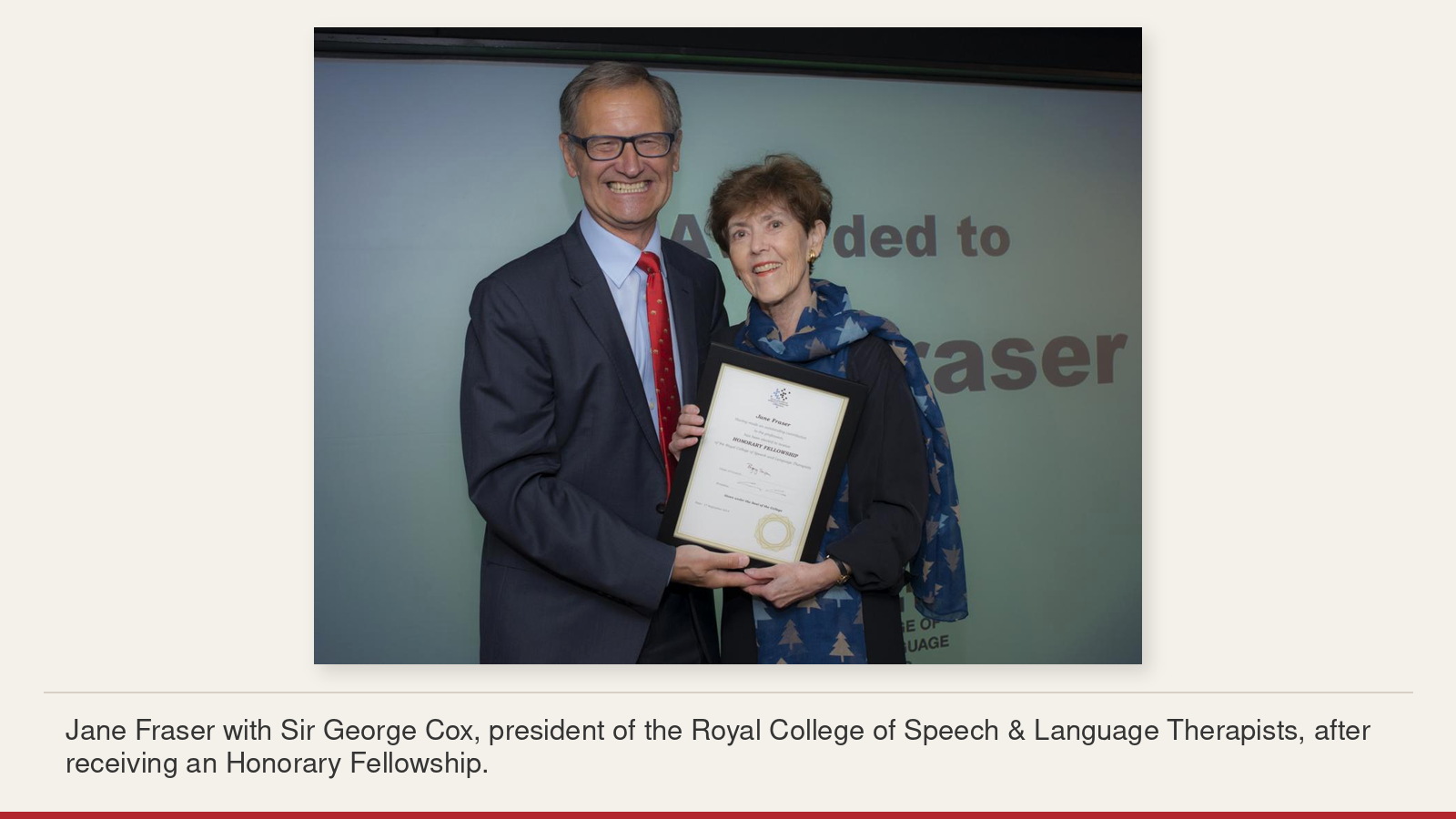 Jane Frasder and Sir George Cox