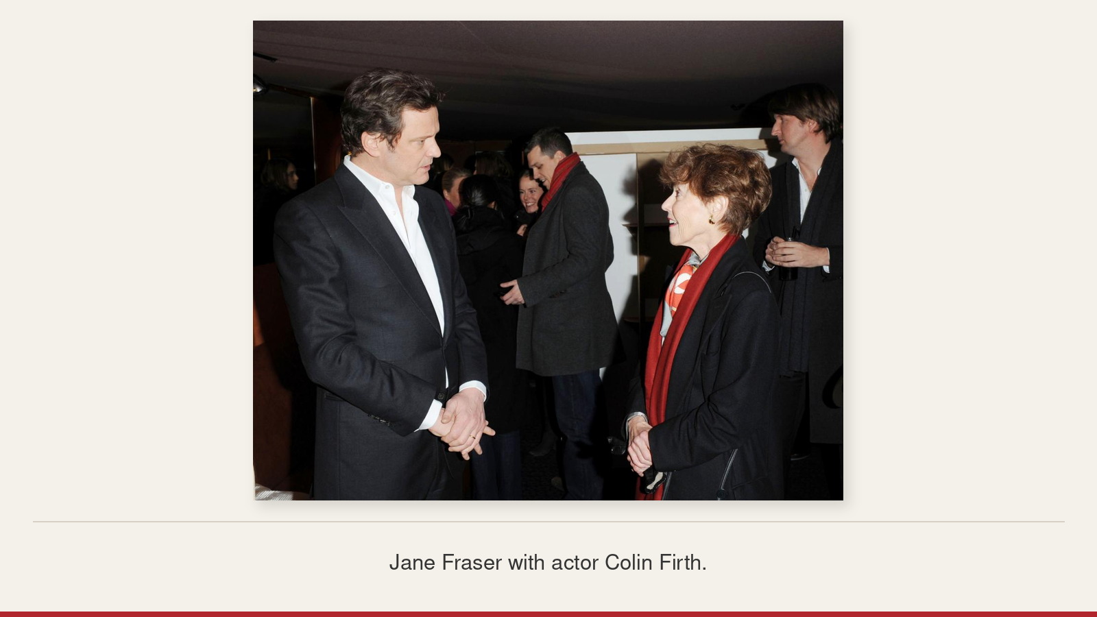 Jane Fraser and Colin Firth