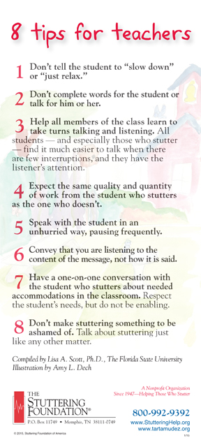 8 Tips For Teachers | Stuttering Foundation: A Nonprofit Organization